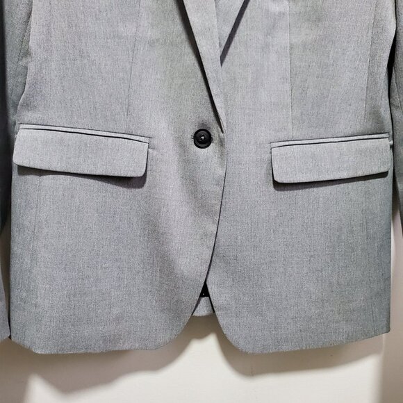 RW & CO. RW&CO. One Button Fitted Blazer Suiting Stretch Lined Grey Women 10 - Picture 7 of 14